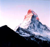"Matterhorn and Hut at Sunrise" - In addition to pictures of the Western United States, you'll see the scenic wonders of Europe. Just click the EUROPE button to the left